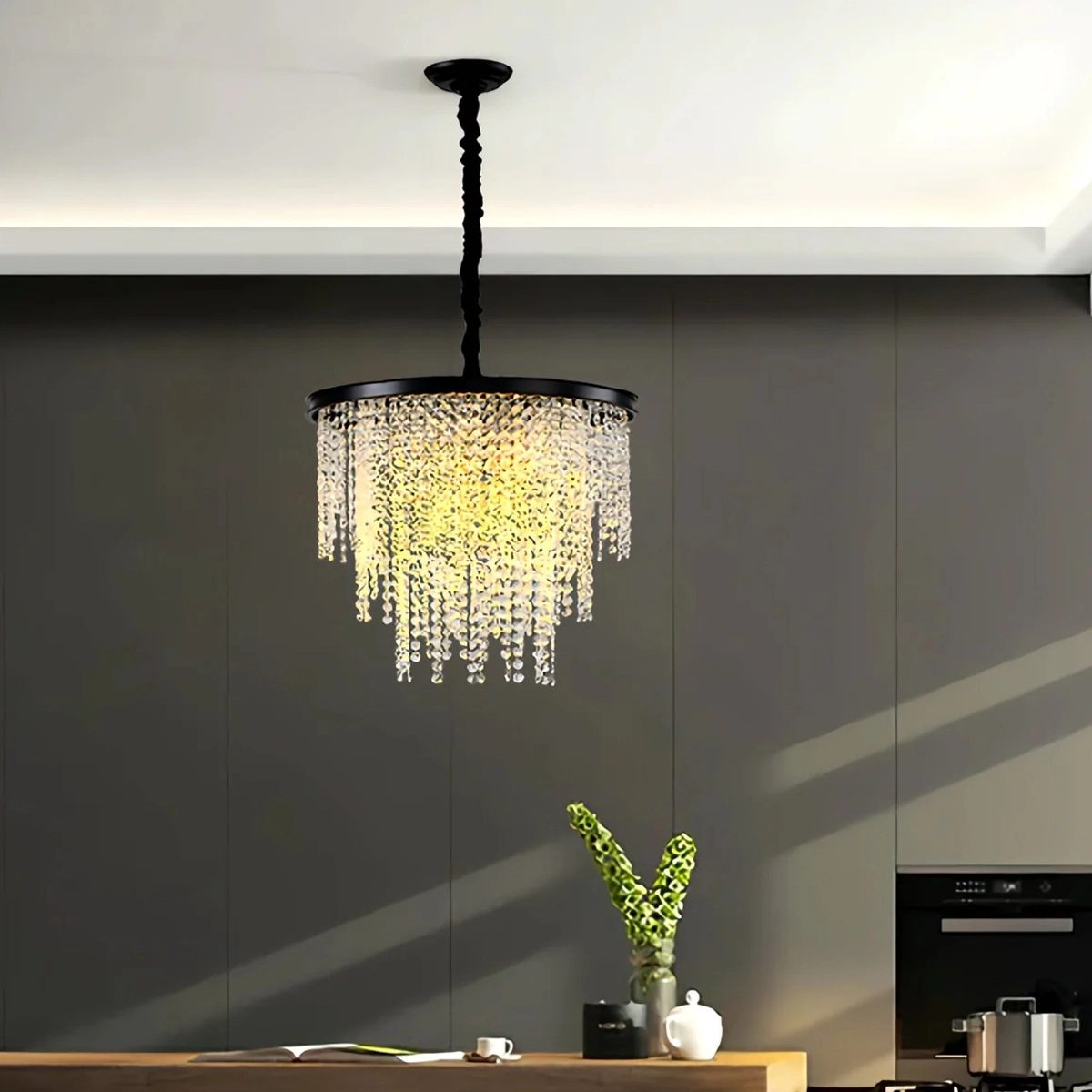 flairel Octagonal Beaded Crystal Chandelier