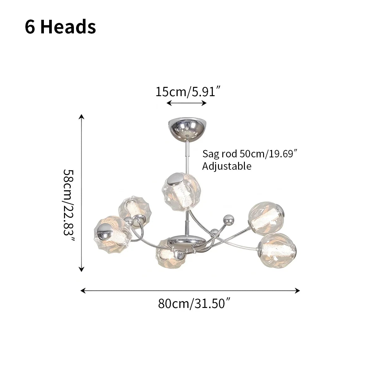 flairel French Minimalist Glass Ball Chandelier