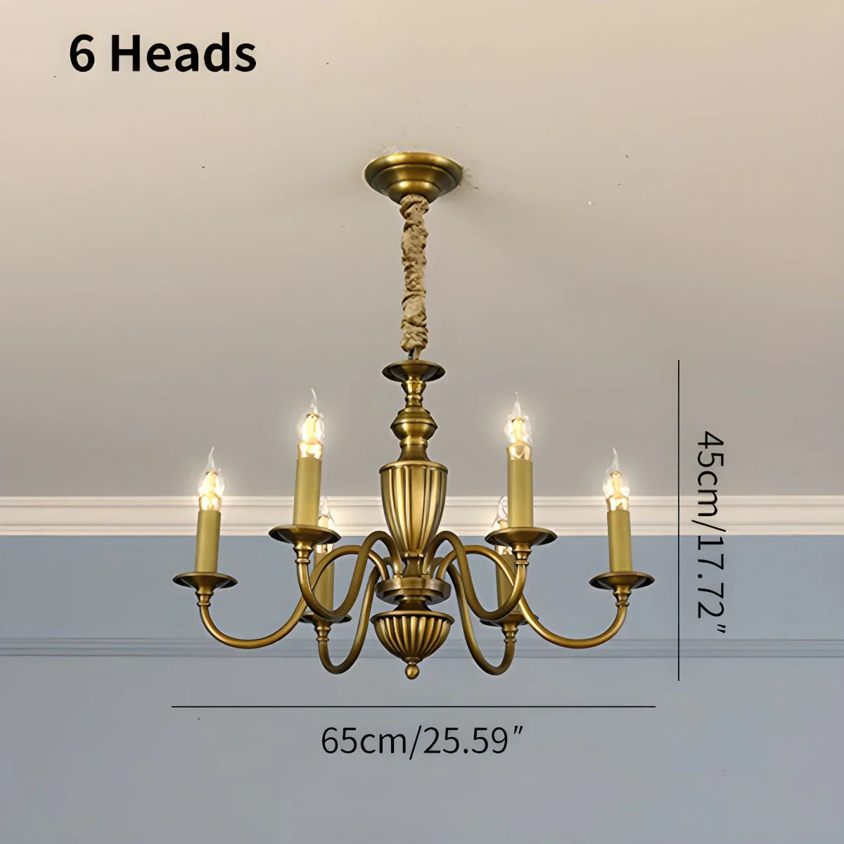 flairel American Vintage Candle Copper Chandelier