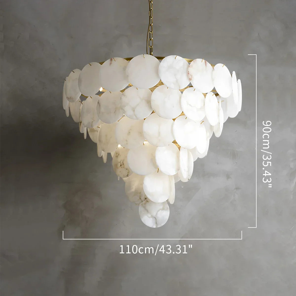 flairel Modern Round Shell Spanish Alabaster Chandelier
