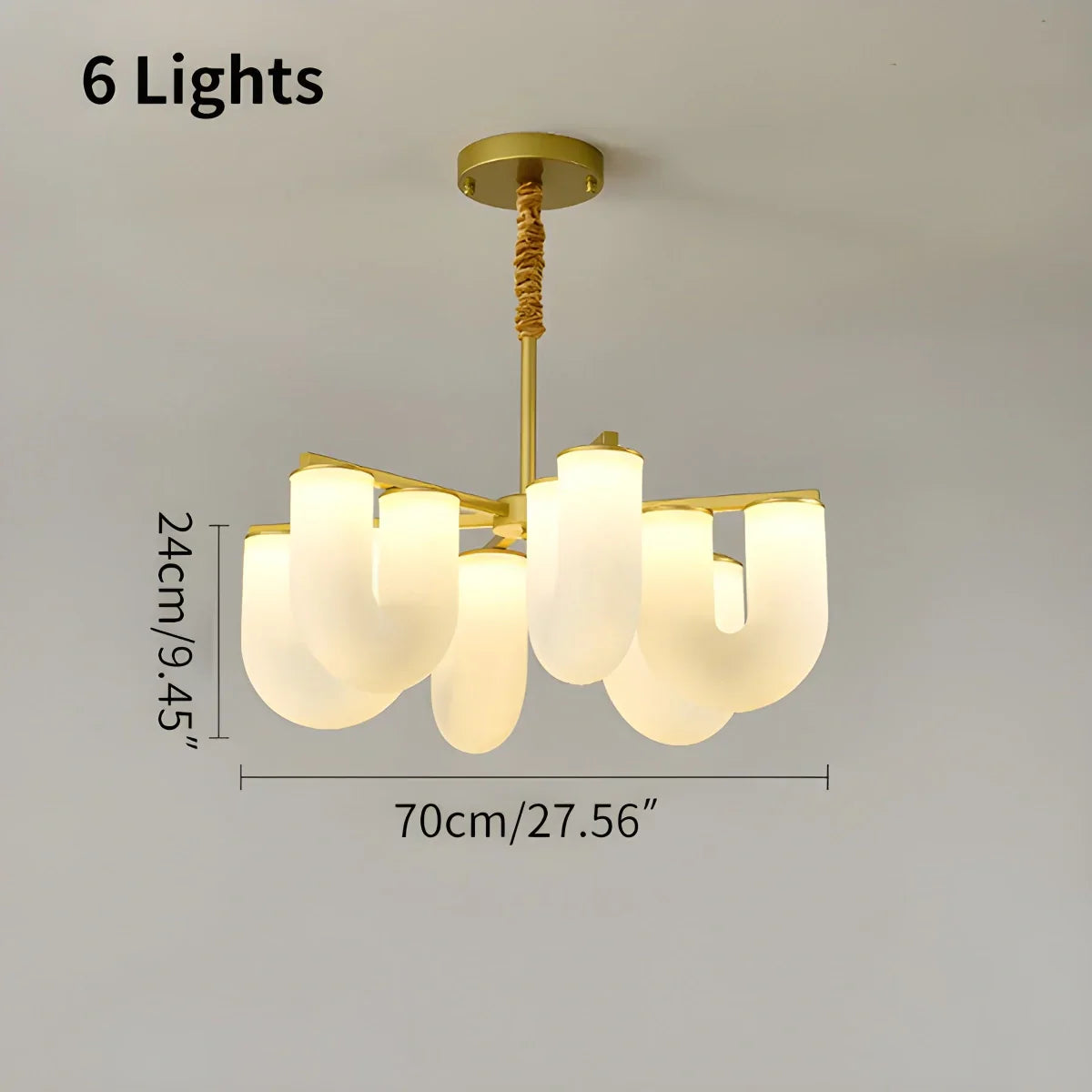 flairel U-Shaped Milk Glass Chandelier