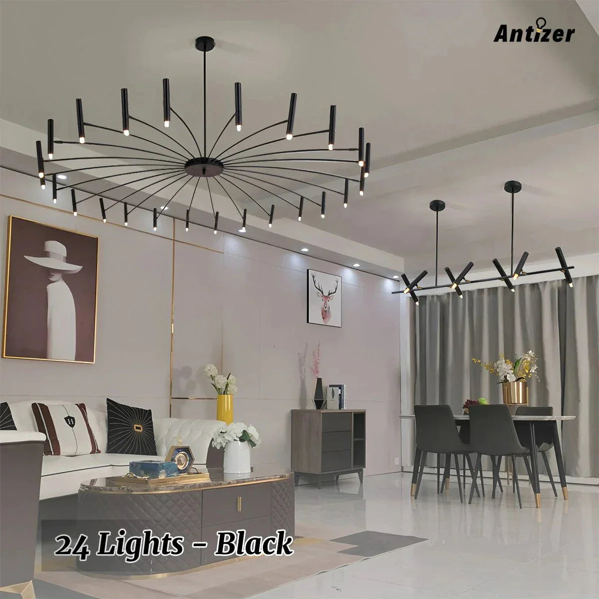 flairel Modern Adjustable Candelabra Chandelier for Living Room