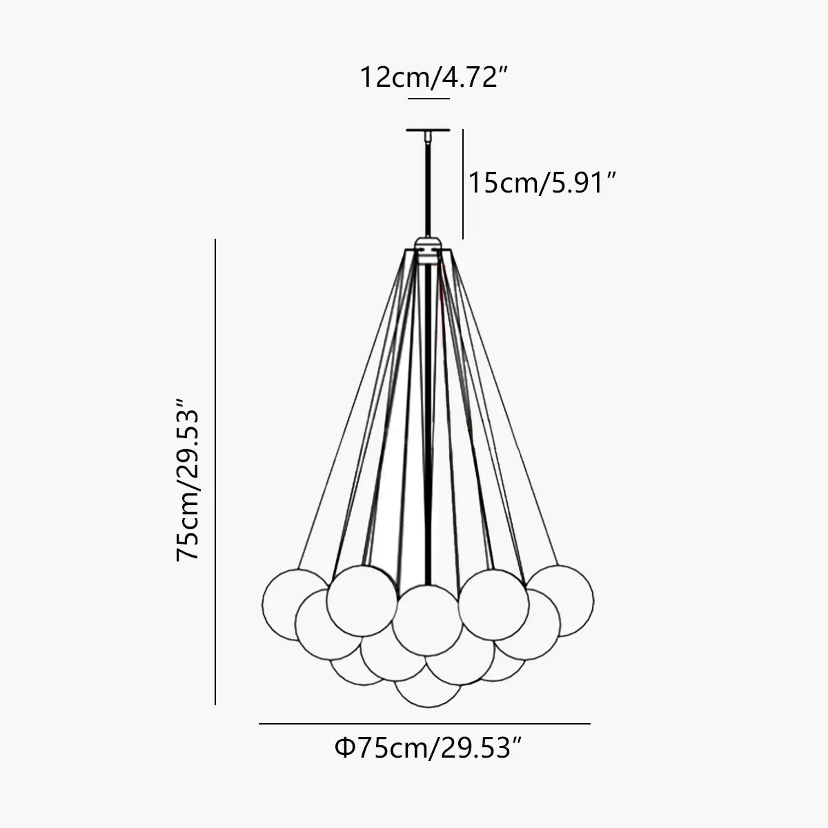 flairel Modern Bubble Glass Chandelier for Living Room