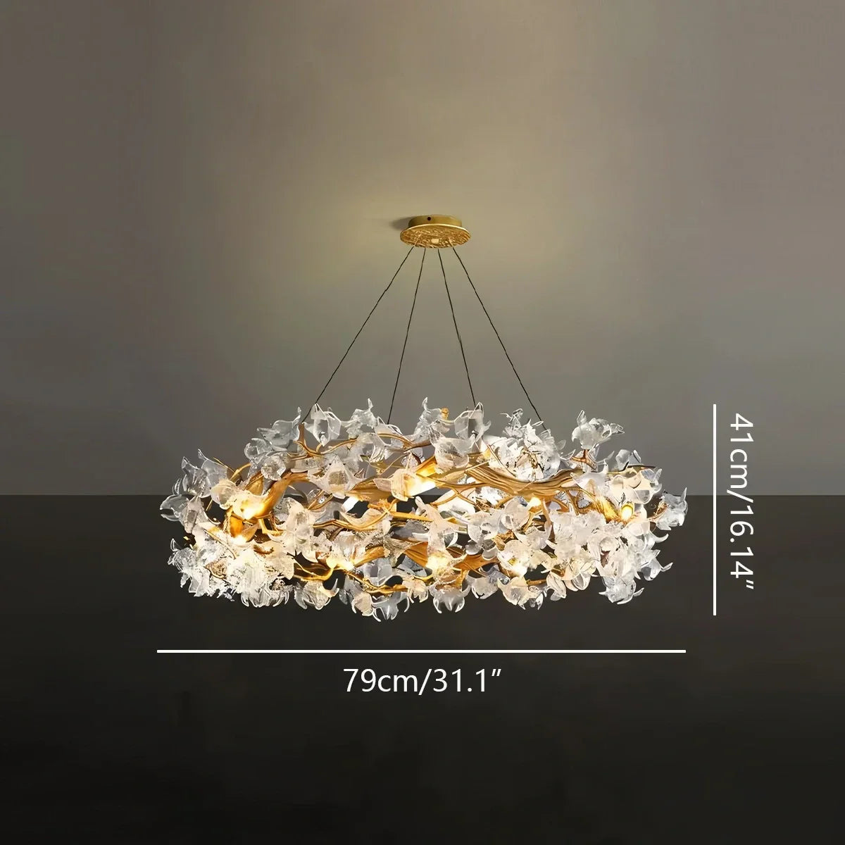flairel Petala Crystal Round Chandelier for Living Room