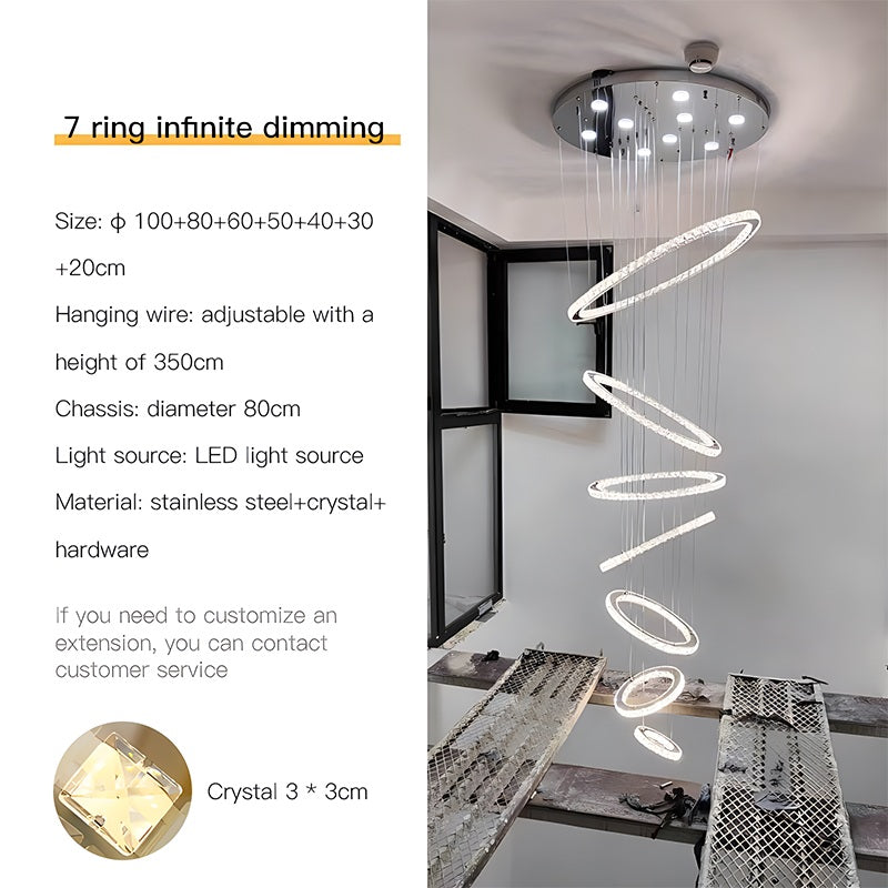 flairel Luxurious Ring Layered Crystal Chandelier