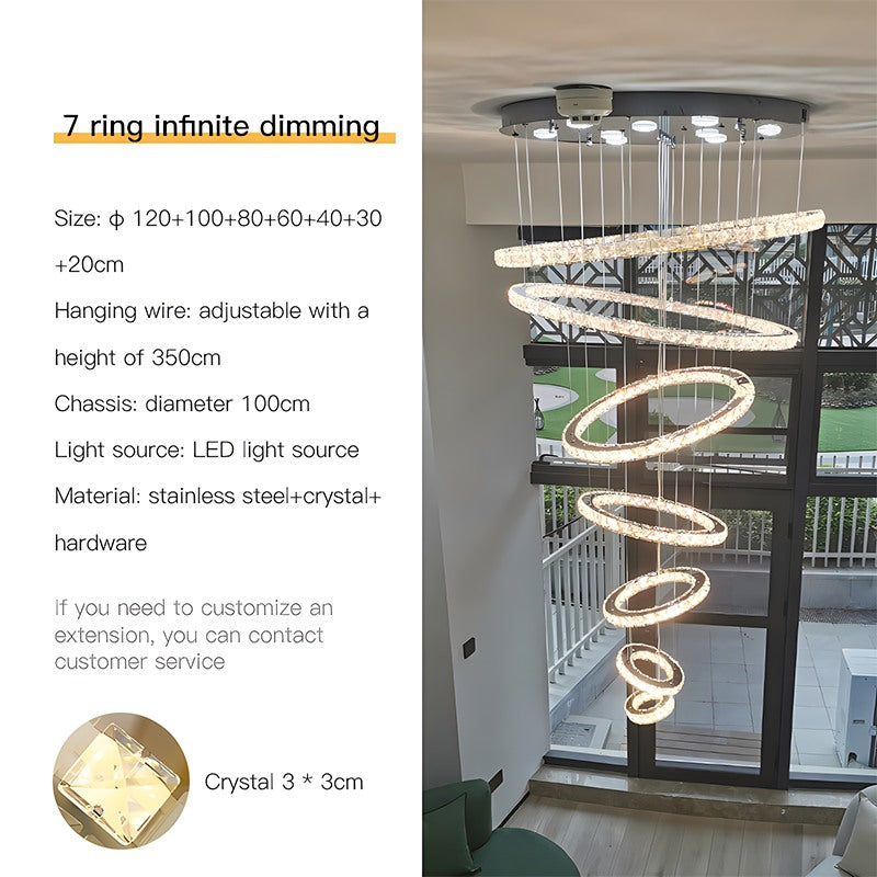 flairel Luxurious Ring Layered Crystal Chandelier