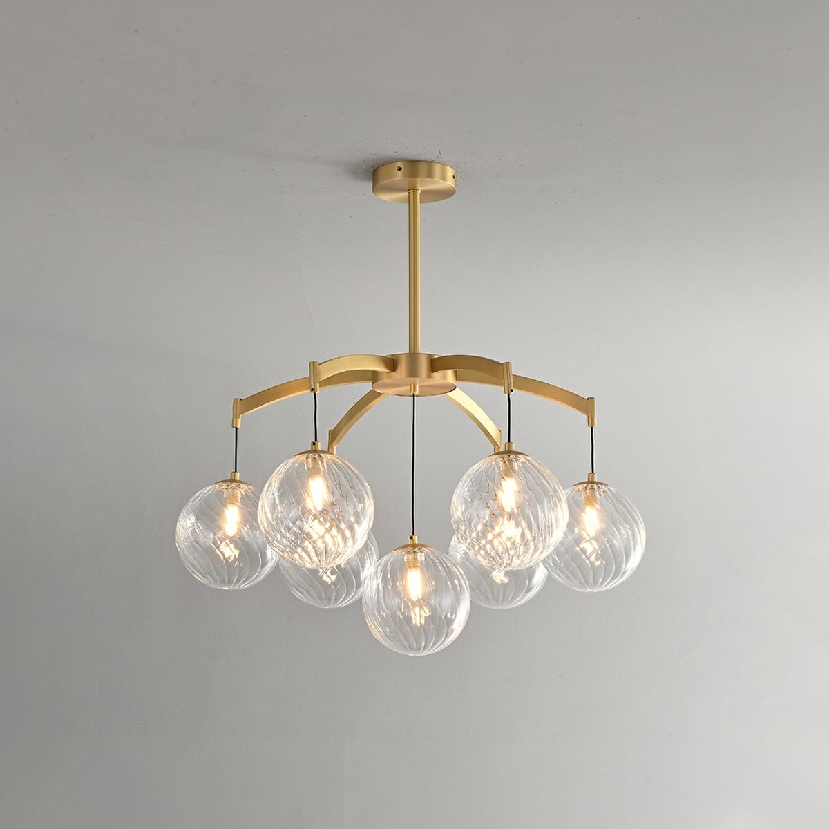 flairel Modern Luxury Copper Glass Ball Chandelier