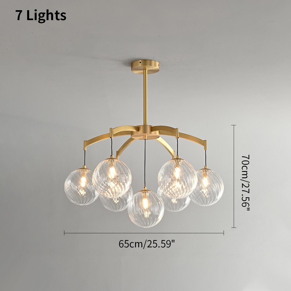 flairel Modern Luxury Copper Glass Ball Chandelier