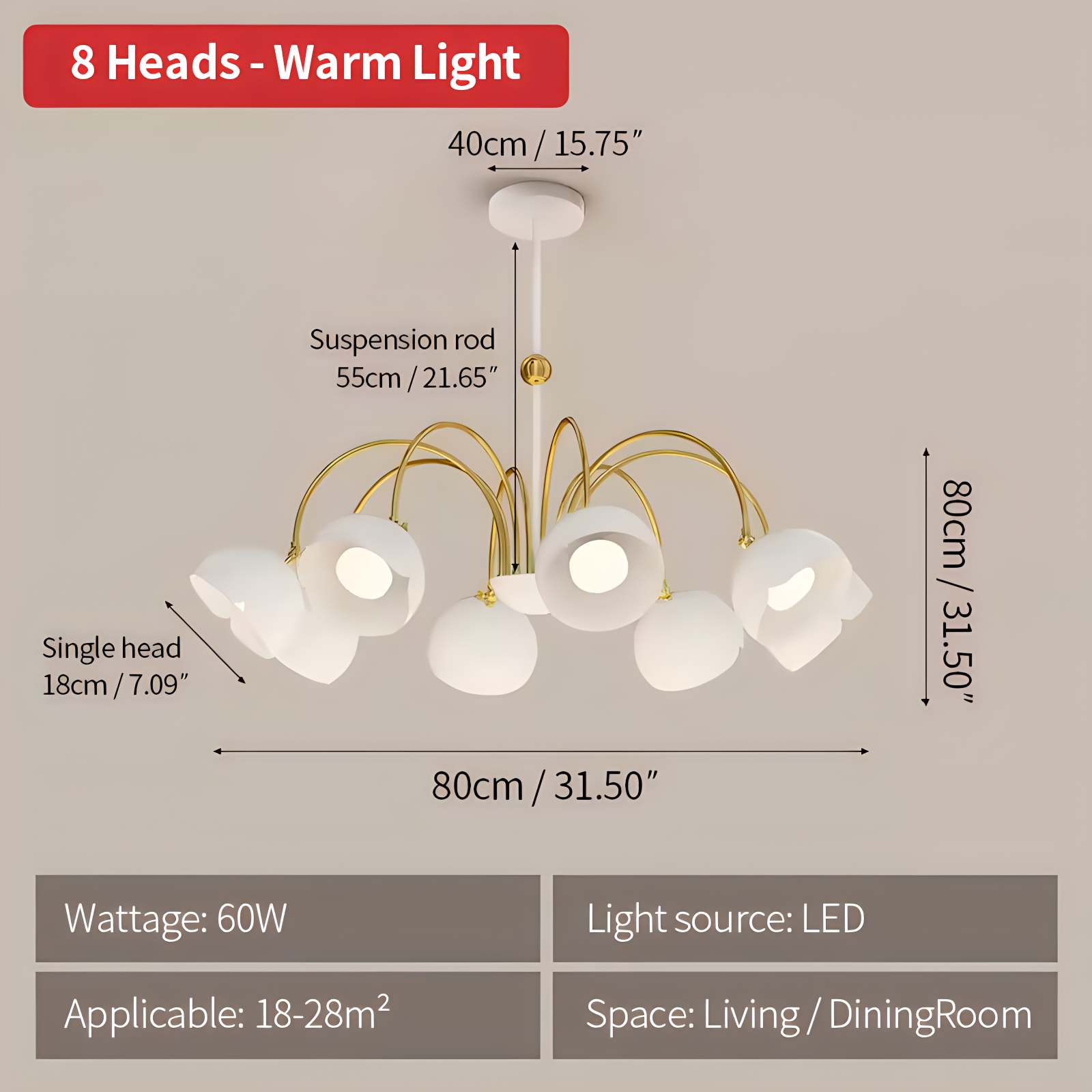 flairel French Flower Shaped Chandelier