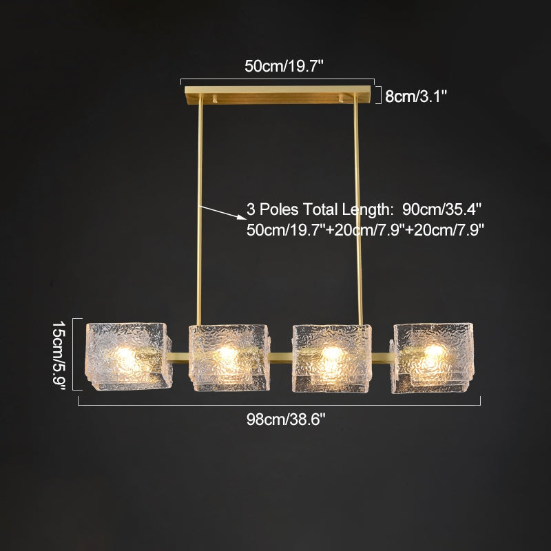 flairel Textured Glass Linear Chandelier for Dining Room