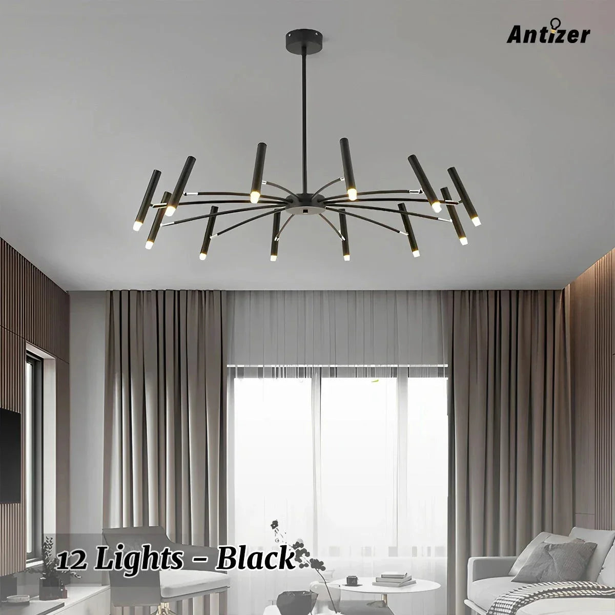 flairel Modern Adjustable Candelabra Chandelier for Living Room