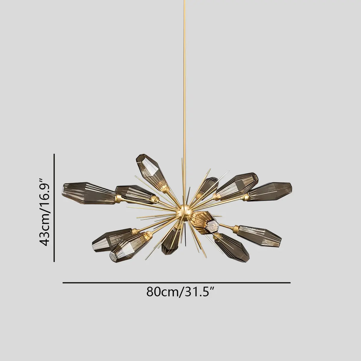 flairel Kristal Rock Glass Chandelier for Dining Room
