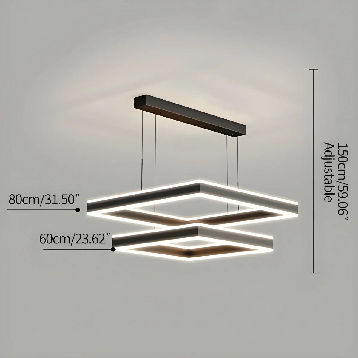 flairel Tiered Black Square Pendant Lamp for Living Room