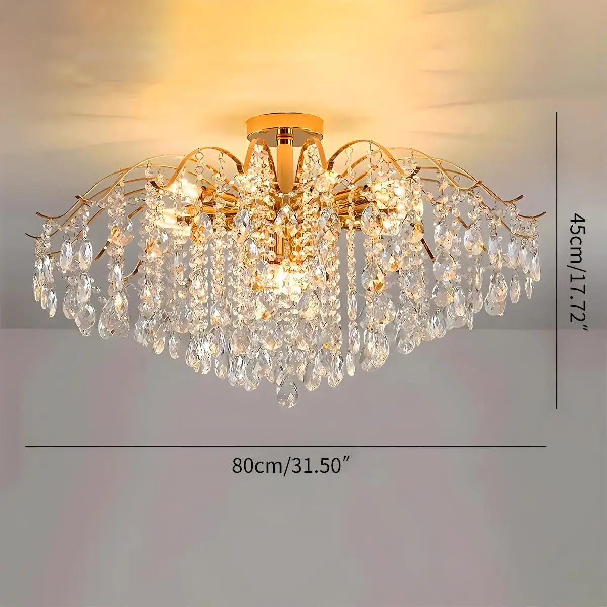 flairel French Vintage Crystal Ceiling Chandelier