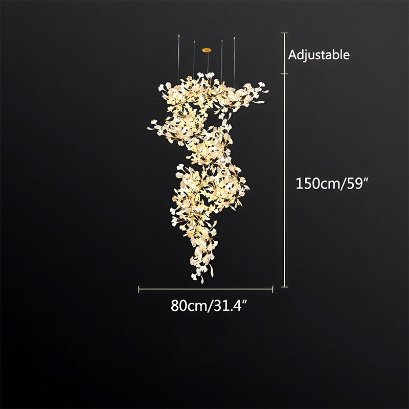 flairel Large Ginkgo Leaf Chandelier