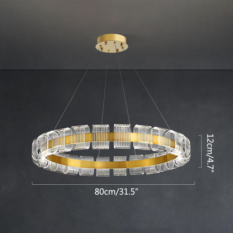 flairel Gold Circular Led Chandelier for Living Room