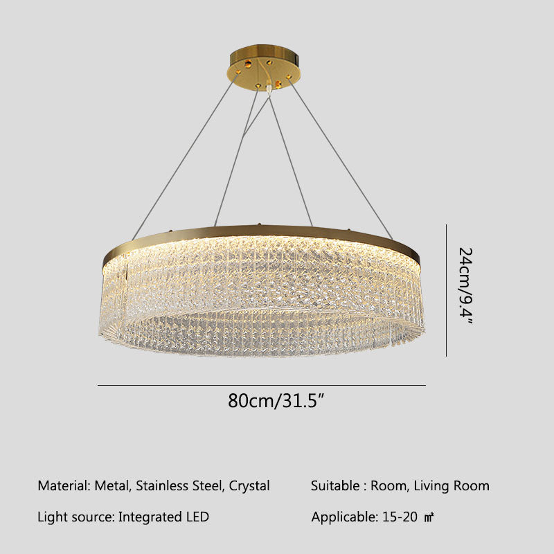 flairel Round Halo Crystal Chandelier for Living Room