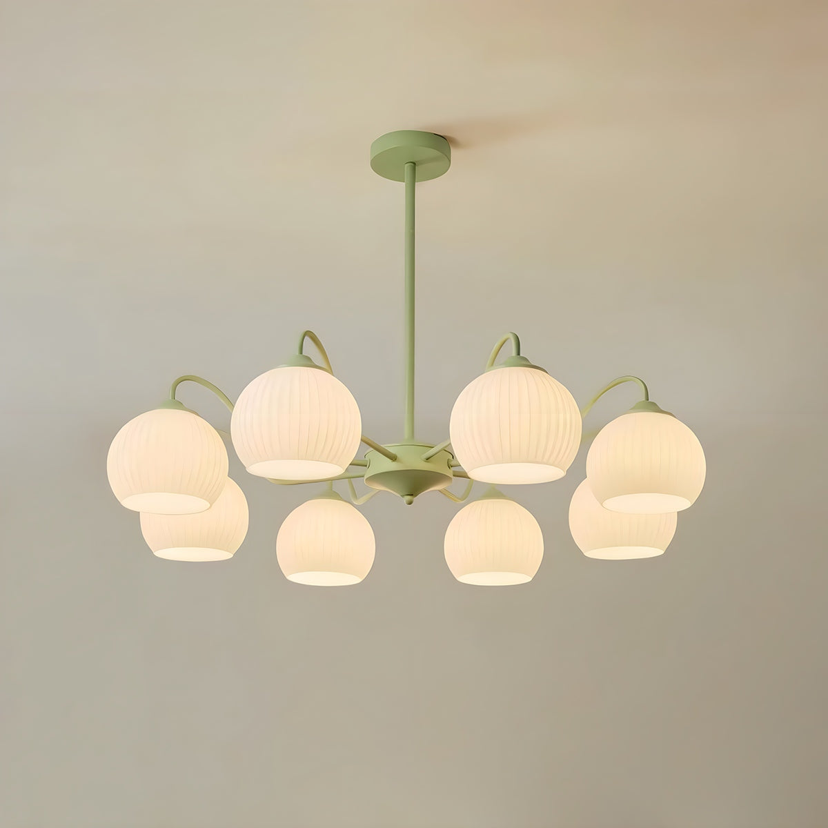 flairel Ribbed Glass Matcha Chandelier
