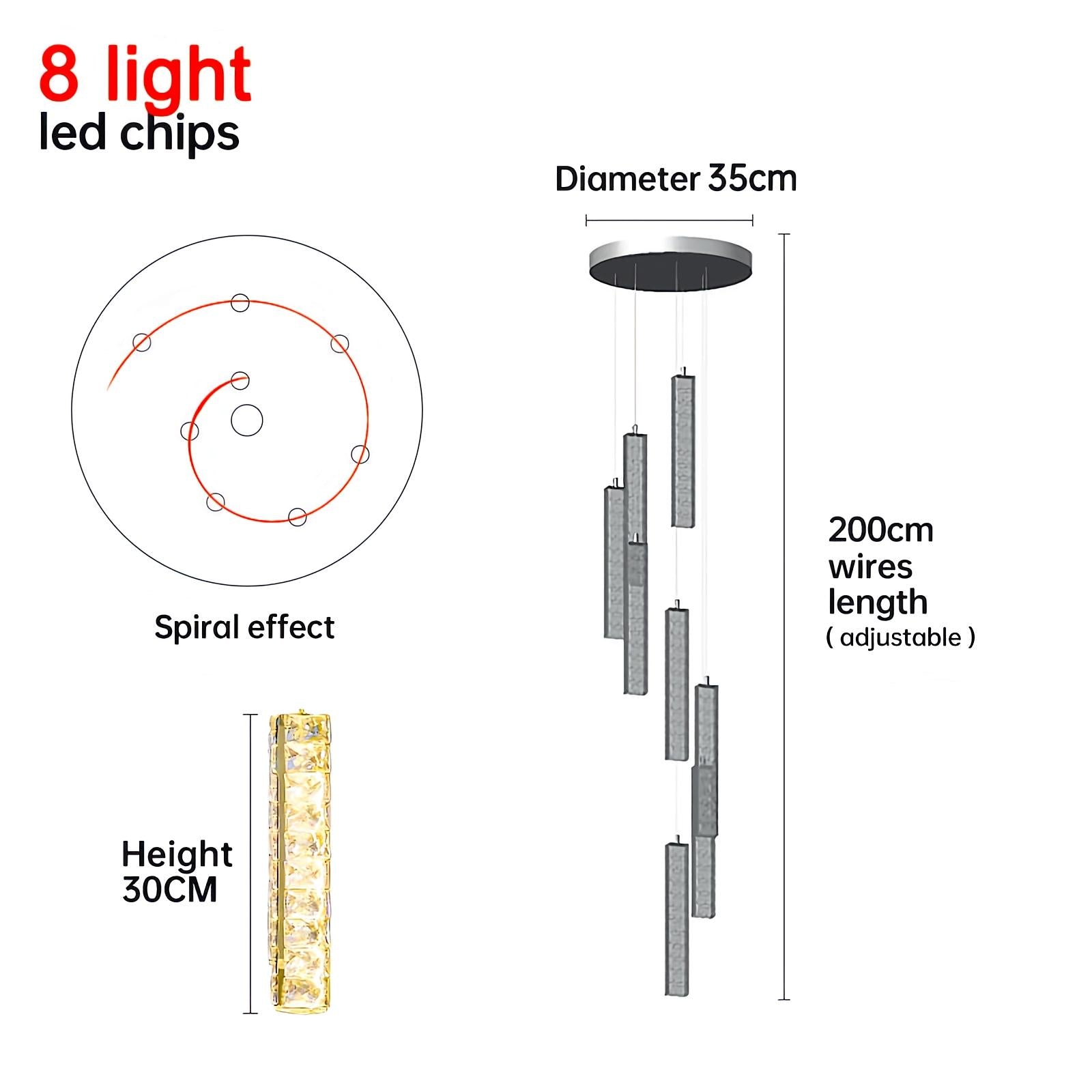 flairel Nordic Crystal LED Chandelier