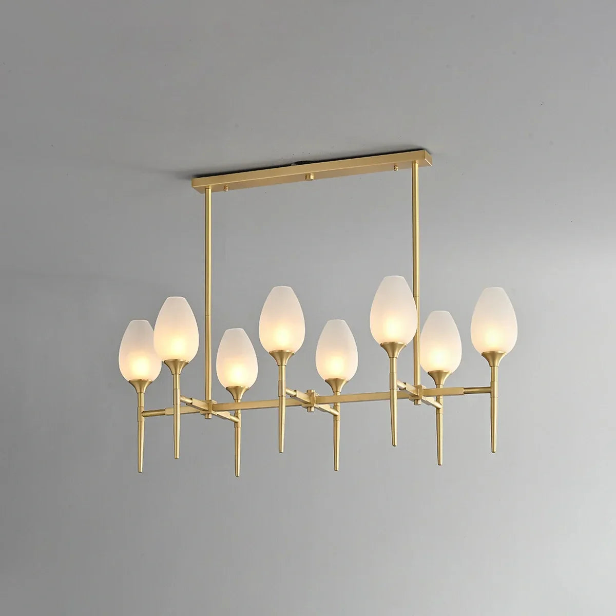 flairel American All-Copper Bud Glass Chandelier