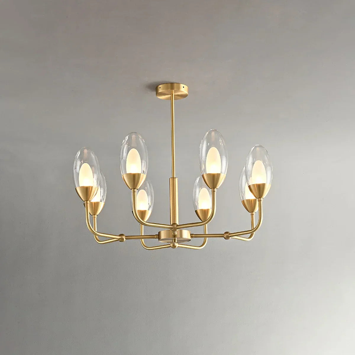 flairel Luxury Copper & Transparent Glass Chandelier