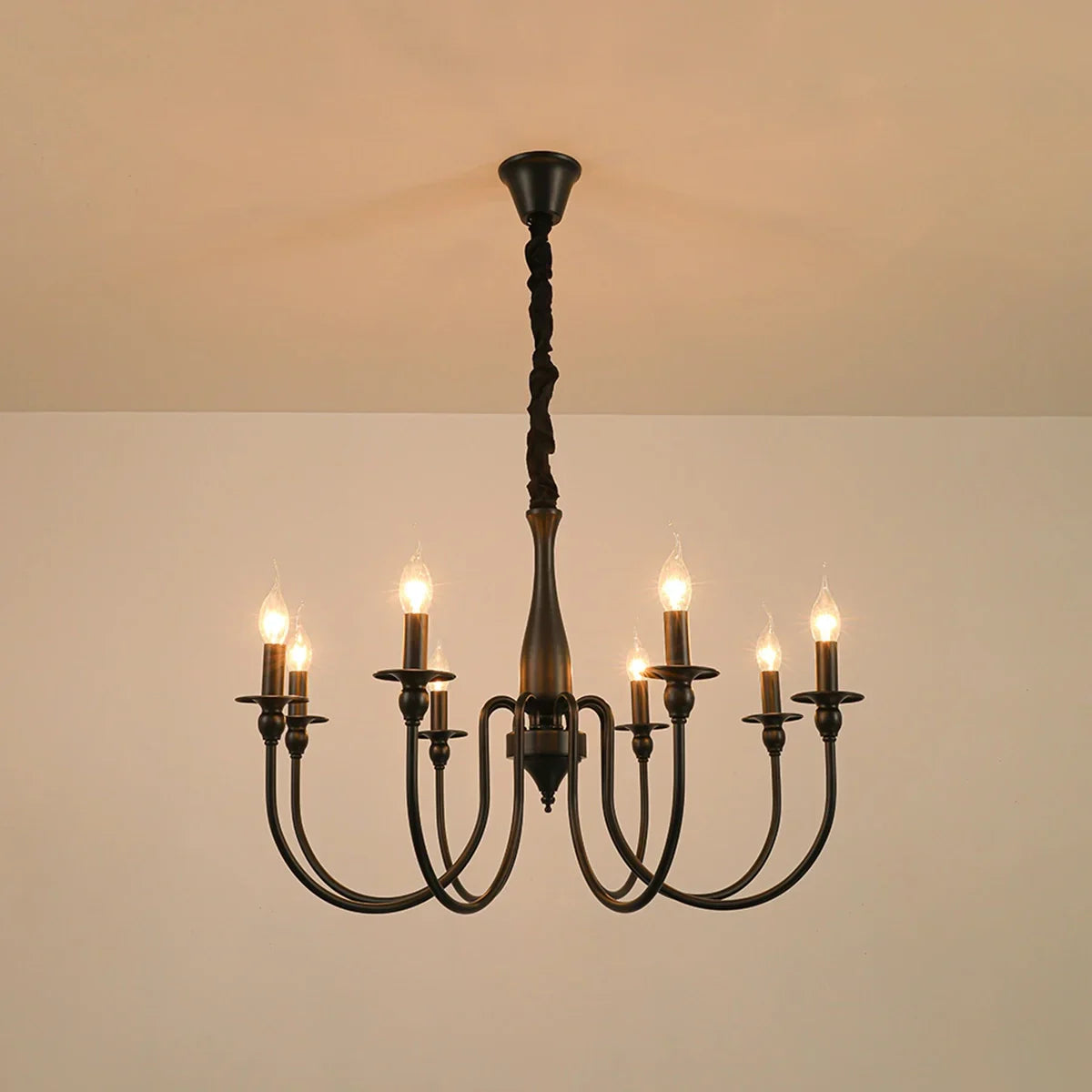 flairel American Retro Black Candle Chandelier