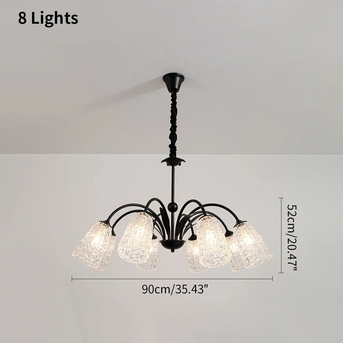 flairel American Retro Iron Glass Chandelier