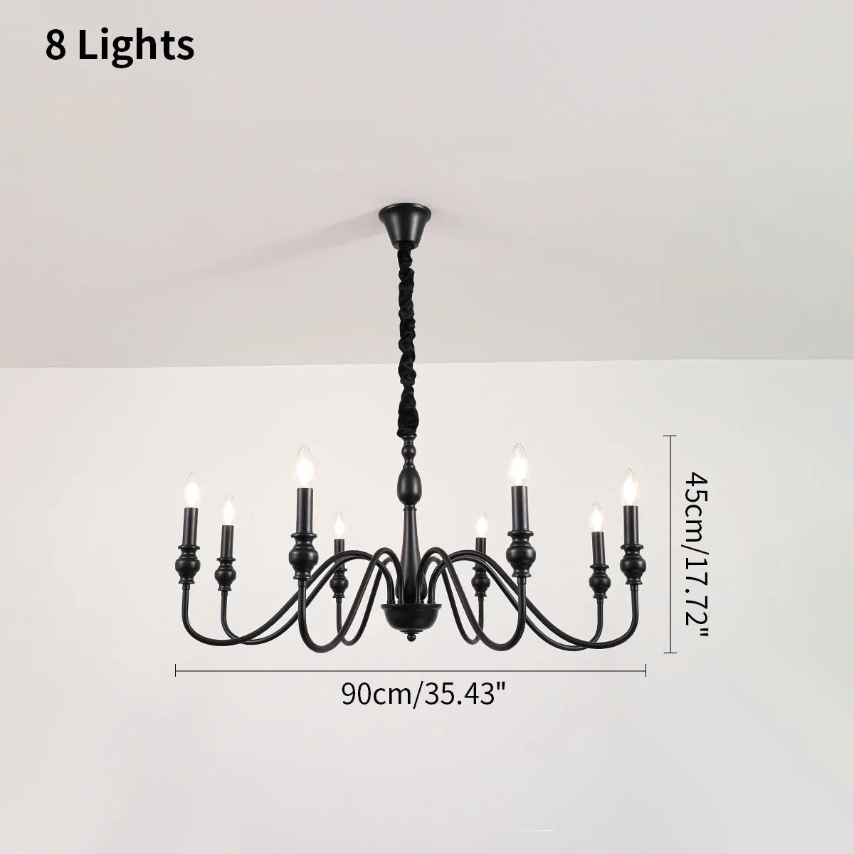 flairel American Simple Black Candle-Style Chandelier