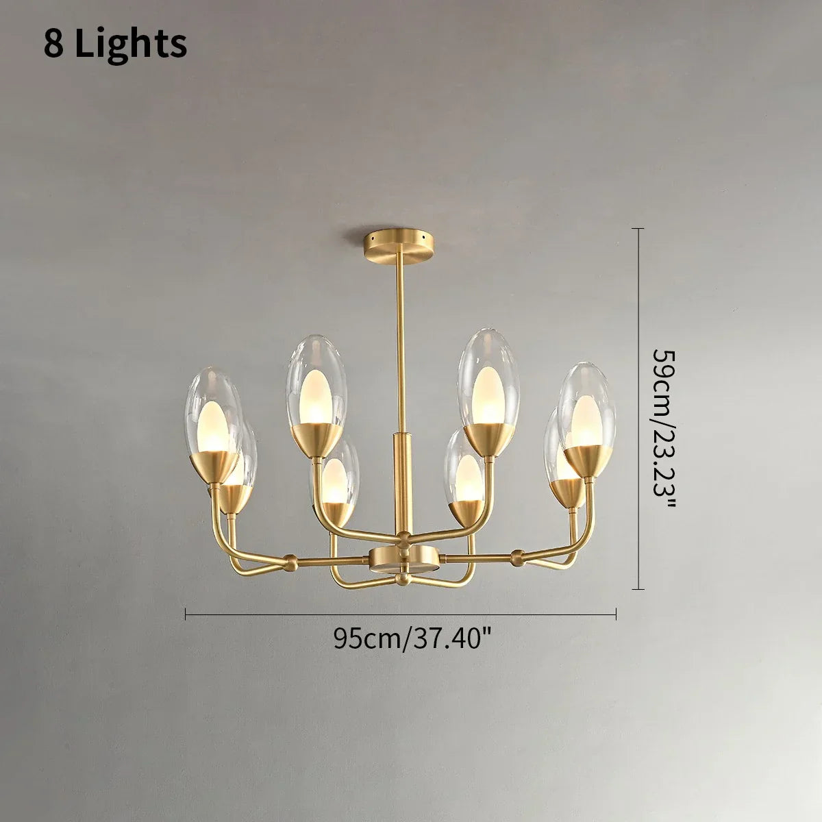 flairel Luxury Copper & Transparent Glass Chandelier