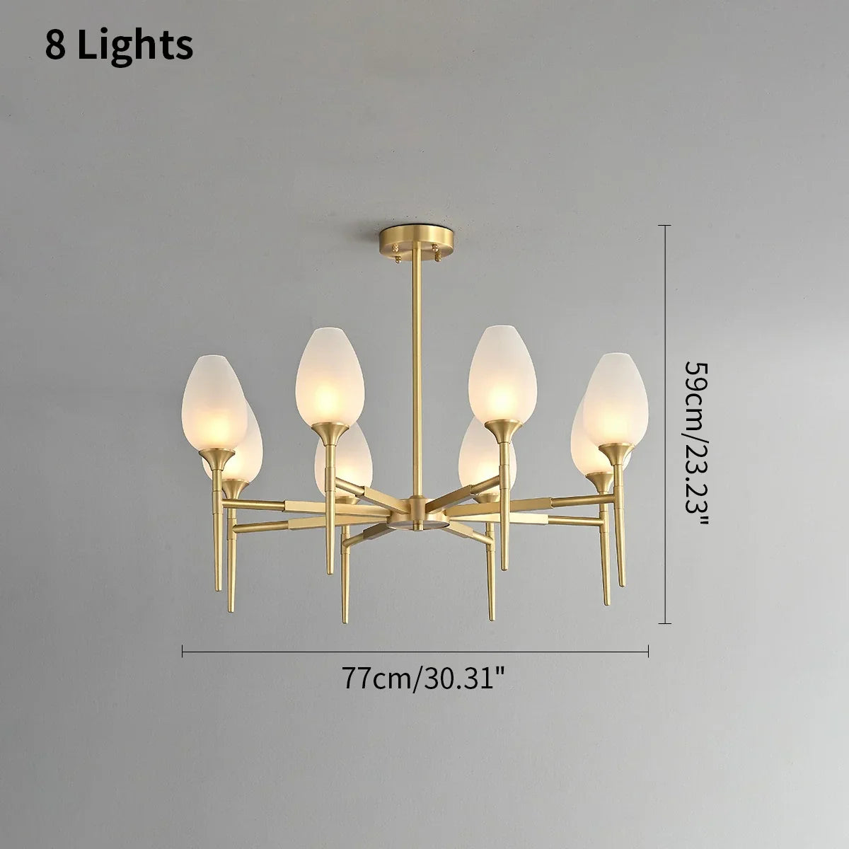 flairel American All-Copper Bud Glass Chandelier