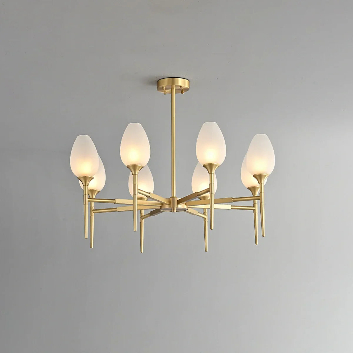 flairel American All-Copper Bud Glass Chandelier