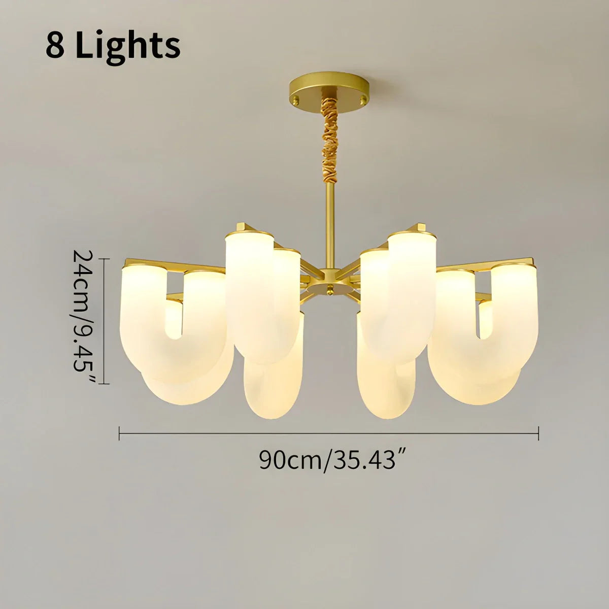 flairel U-Shaped Milk Glass Chandelier