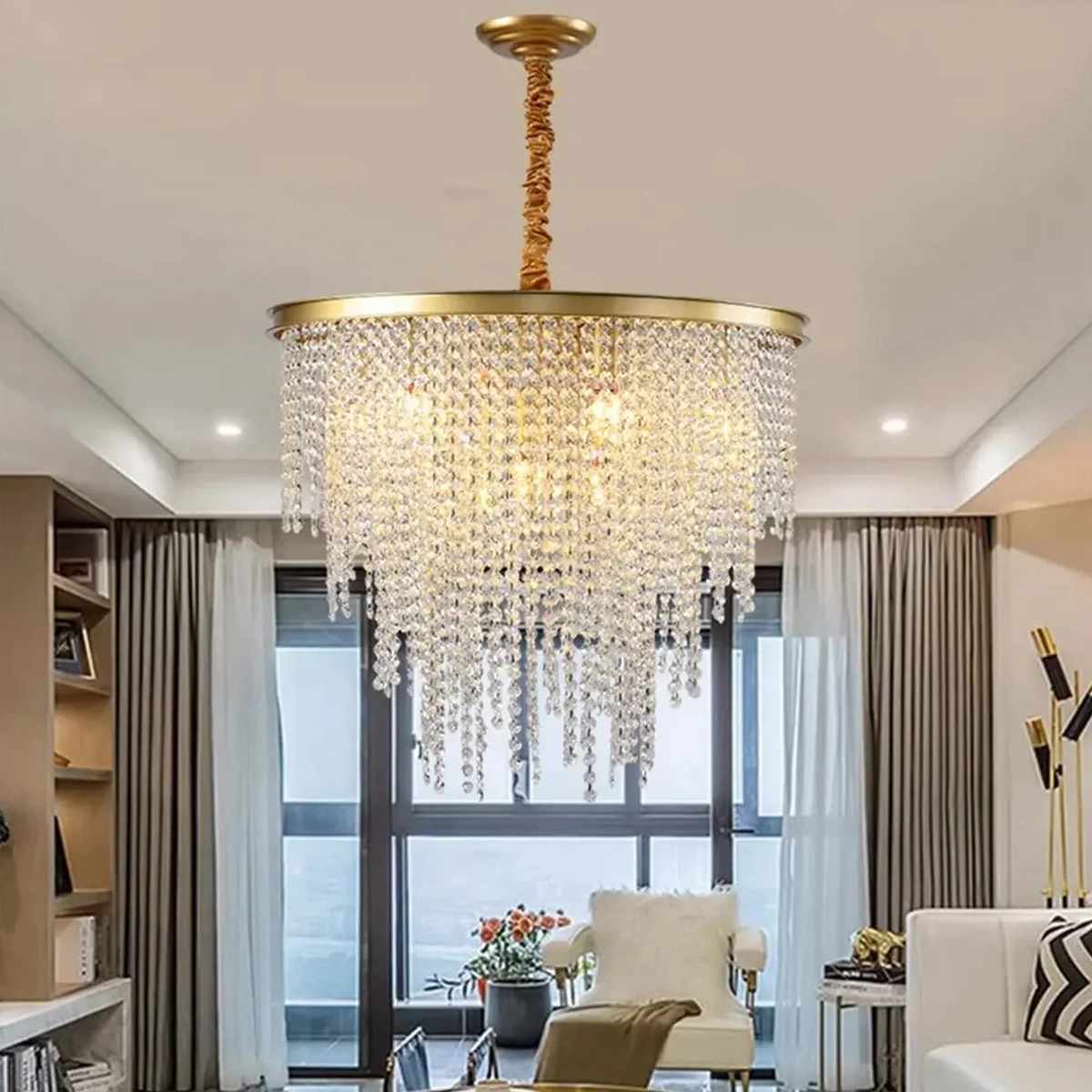 flairel Octagonal Beaded Crystal Chandelier