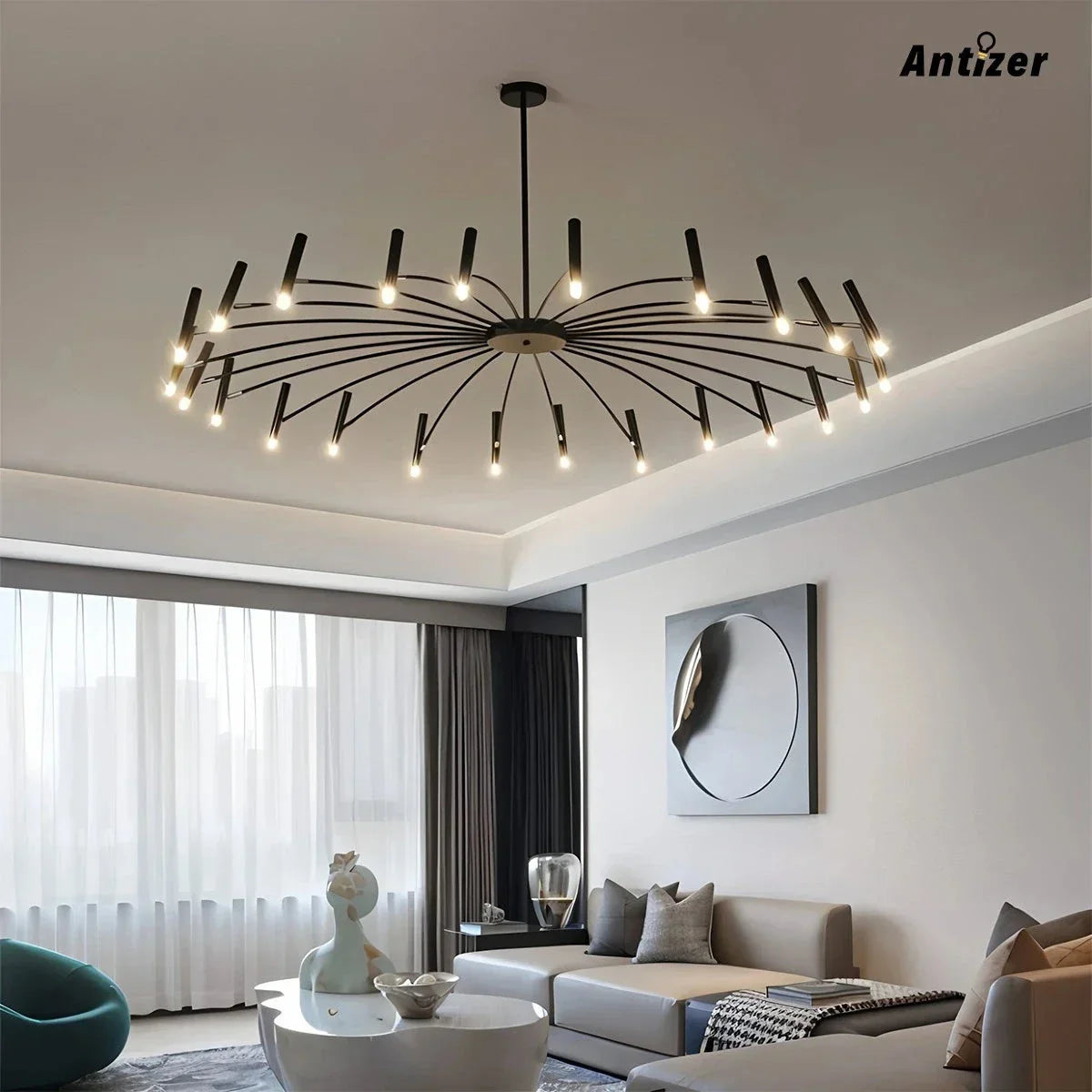 flairel Modern Adjustable Candelabra Chandelier for Living Room