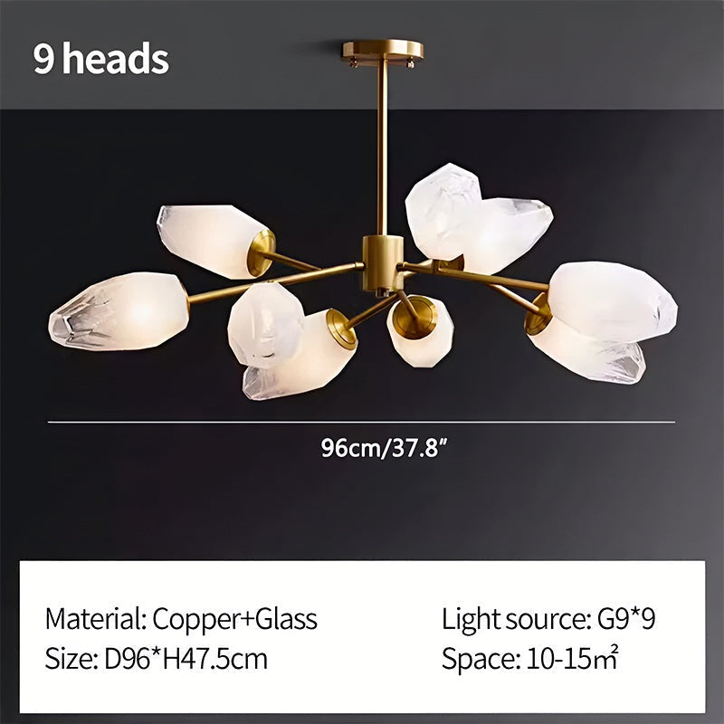 flairel Crystal Bud Copper Chandelier for Living Room