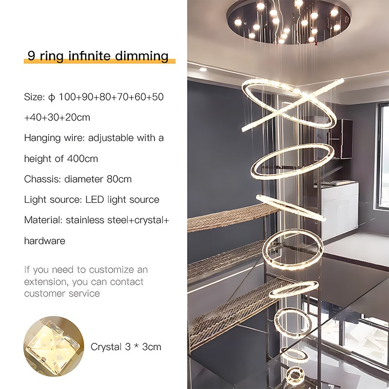 flairel Luxurious Ring Layered Crystal Chandelier