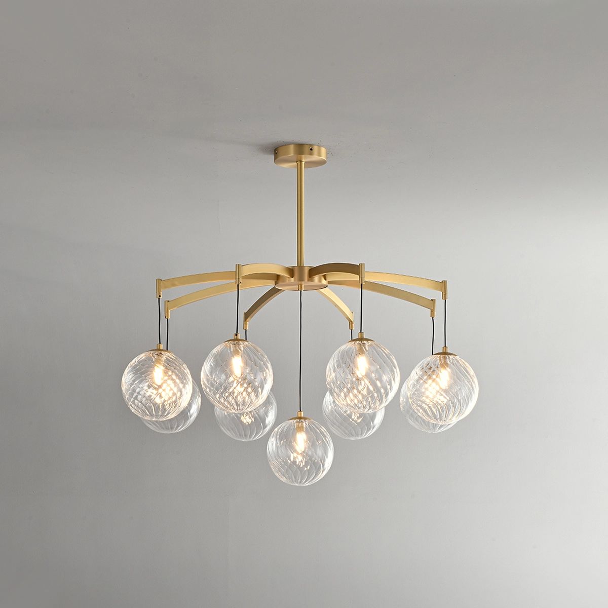 flairel Modern Luxury Copper Glass Ball Chandelier