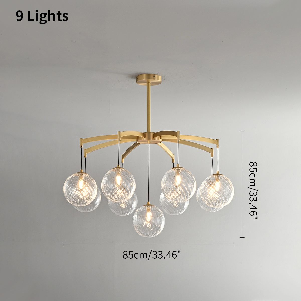 flairel Modern Luxury Copper Glass Ball Chandelier