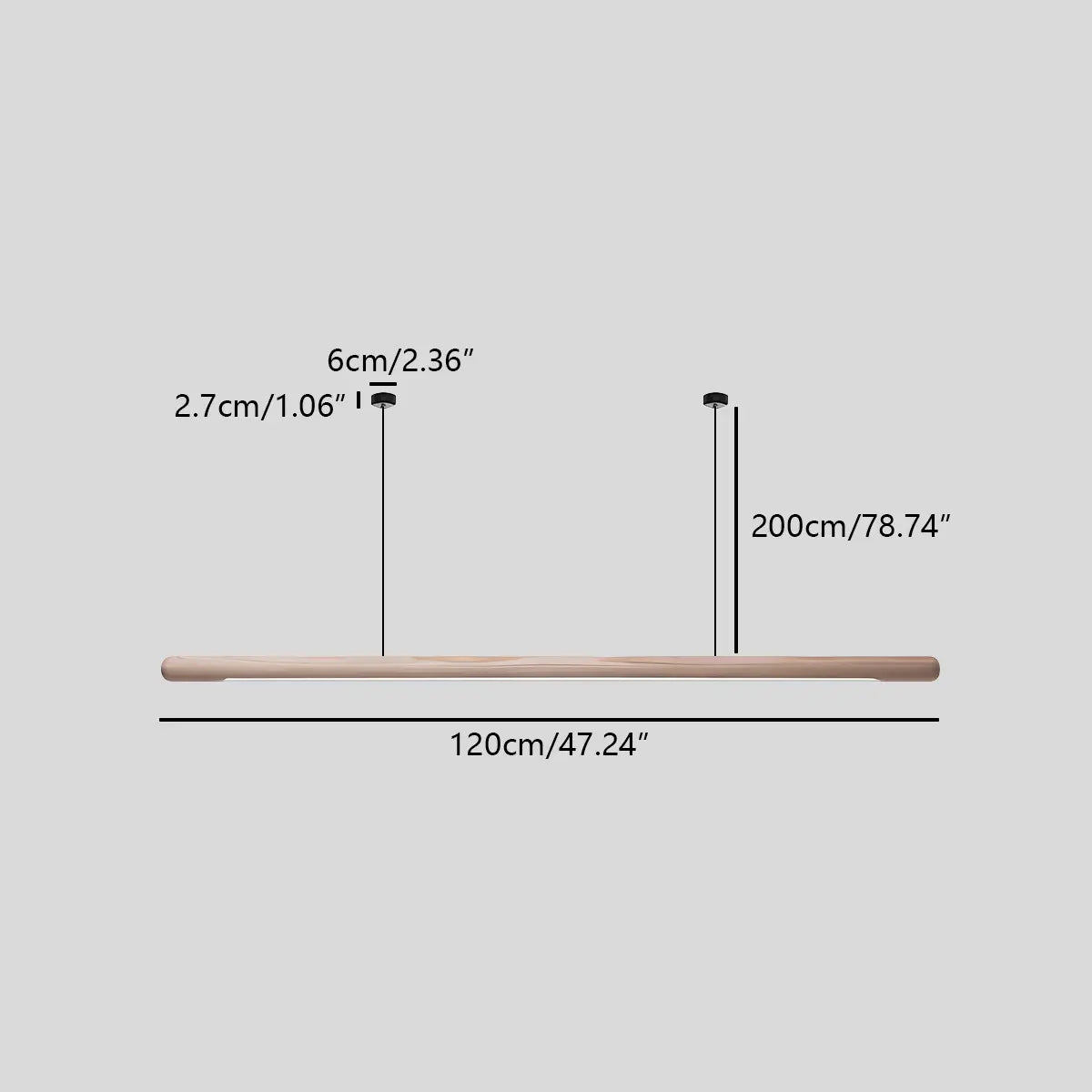 flairel Svelte Wood Linear Pendant Light for Kitchen