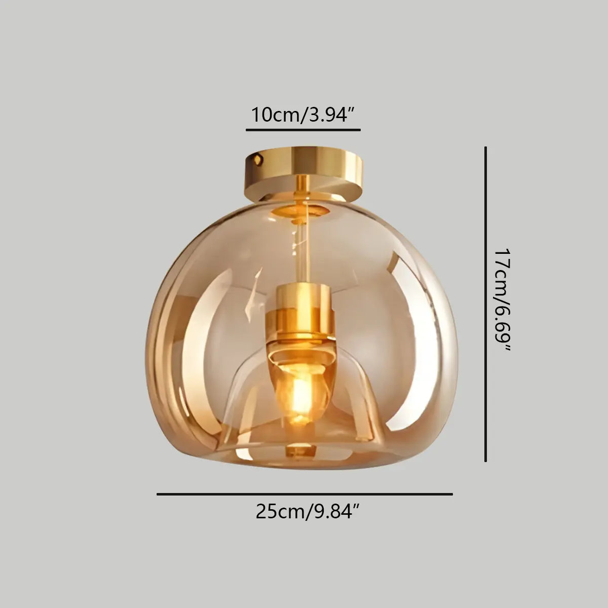 flairel Vintage Glass Semi-Flush Ceiling Light for Entryway