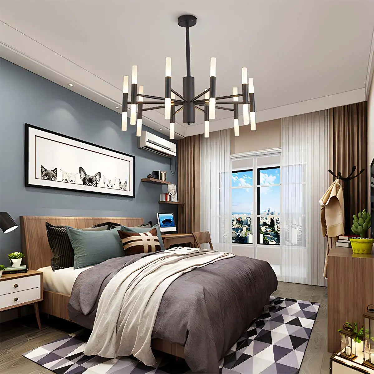 flairel Adjustable Round Tube Chandelier