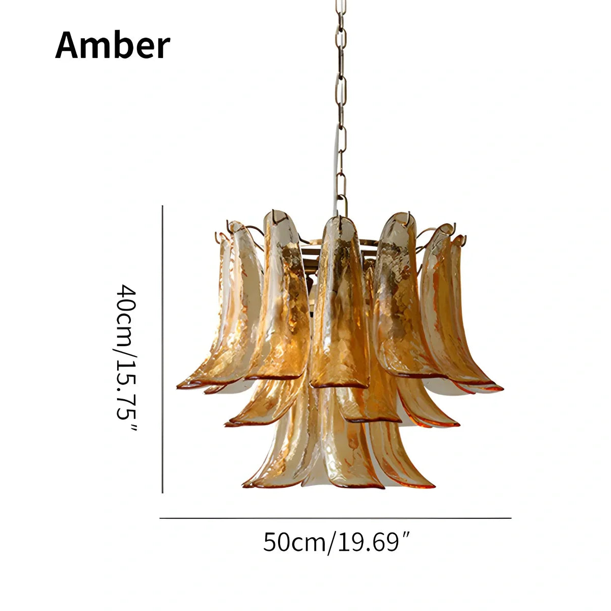 flairel Gold Tiered Green Glass Chandelier for High Ceiling