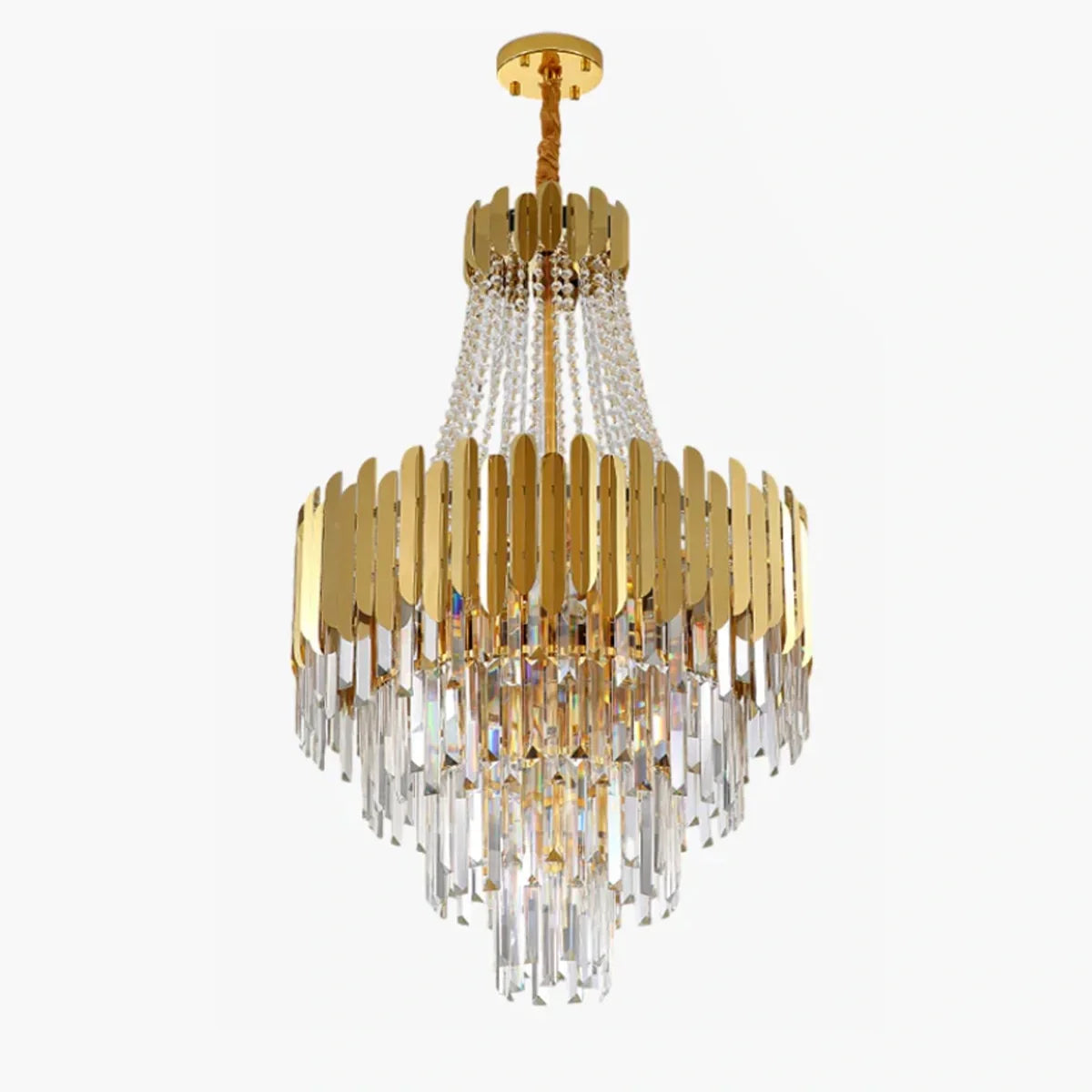 flairel Large Tiered Gold Crystal Chandelier