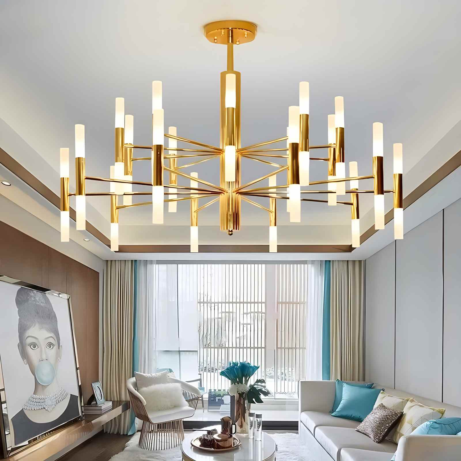 flairel Adjustable Round Tube Chandelier