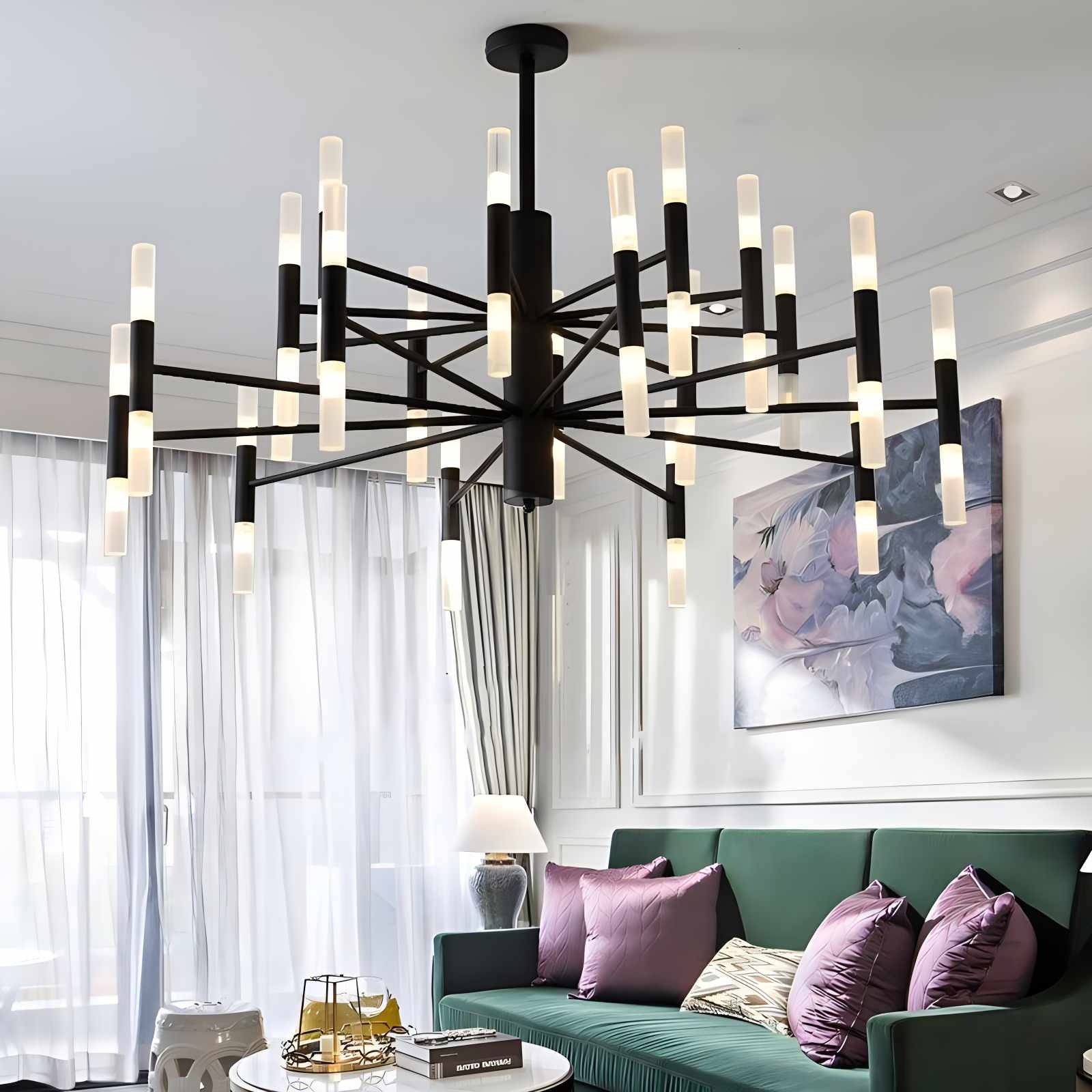 flairel Adjustable Round Tube Chandelier