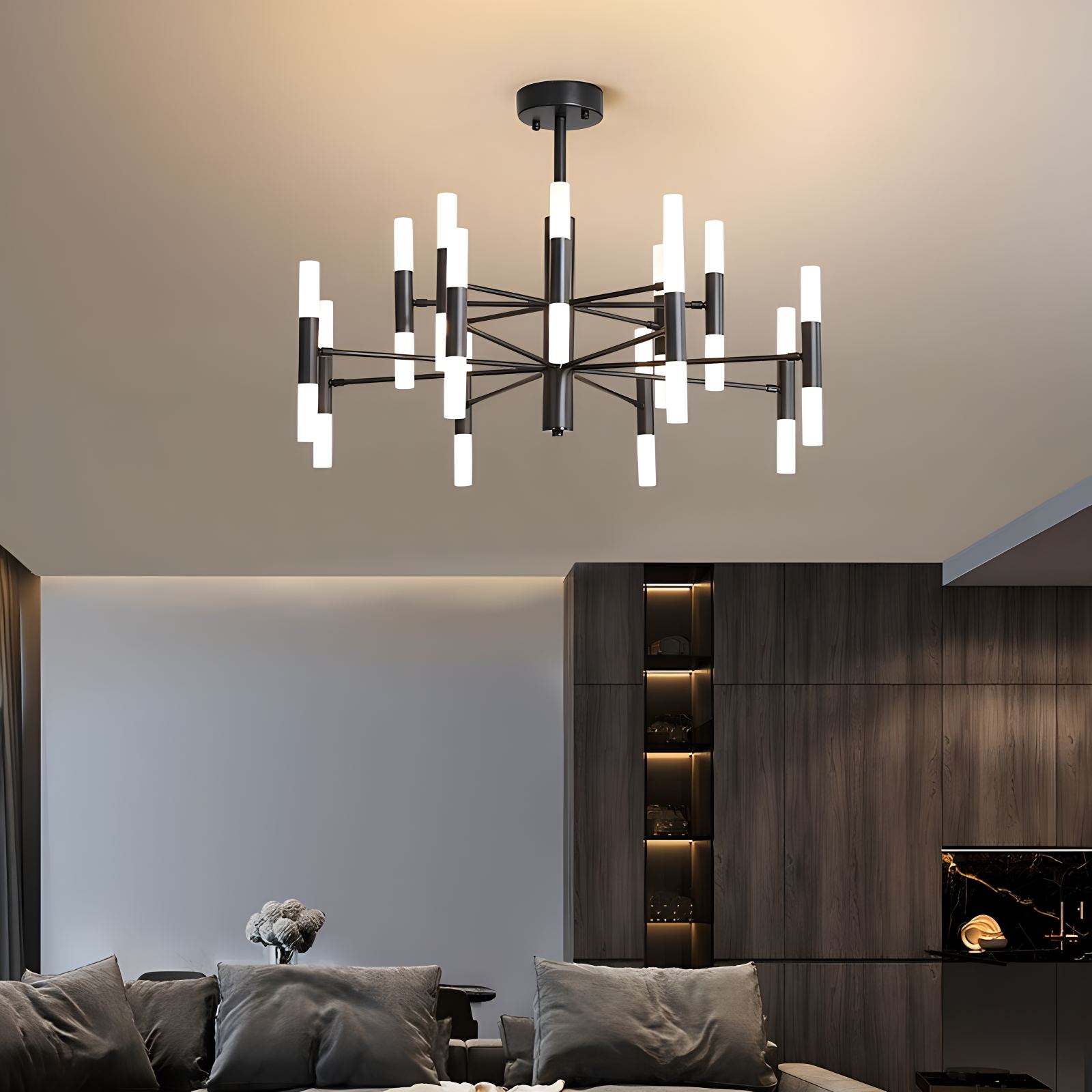 flairel Adjustable Round Tube Chandelier