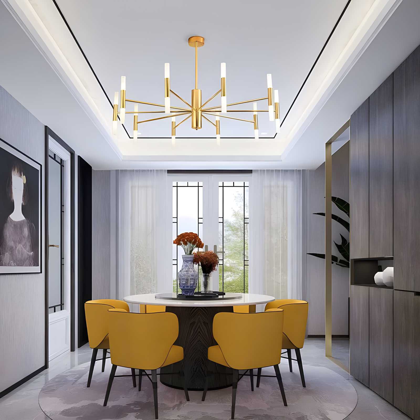flairel Adjustable Round Tube Chandelier
