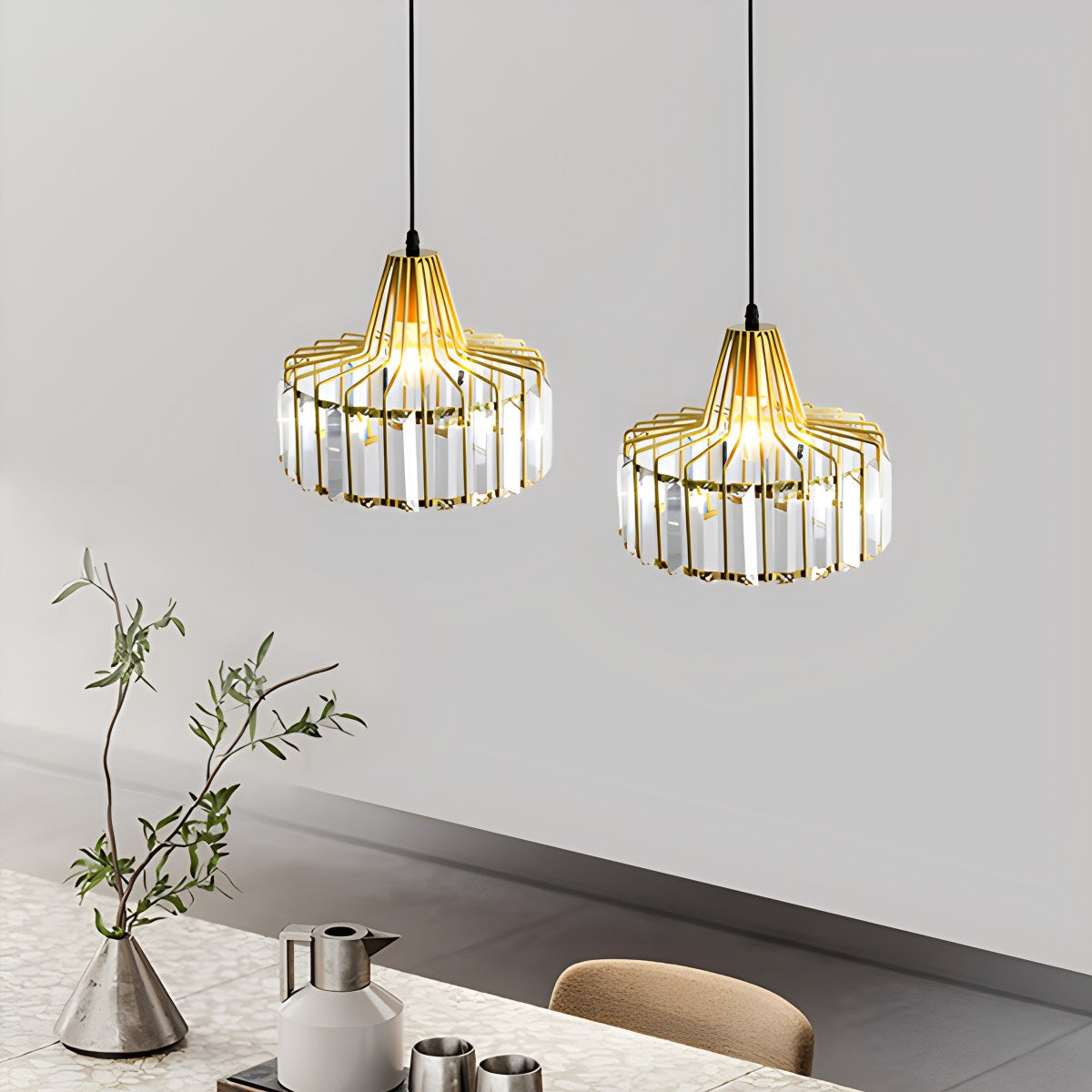 flairel Modern Iron Art Glass Pendant Lamp for Kitchen