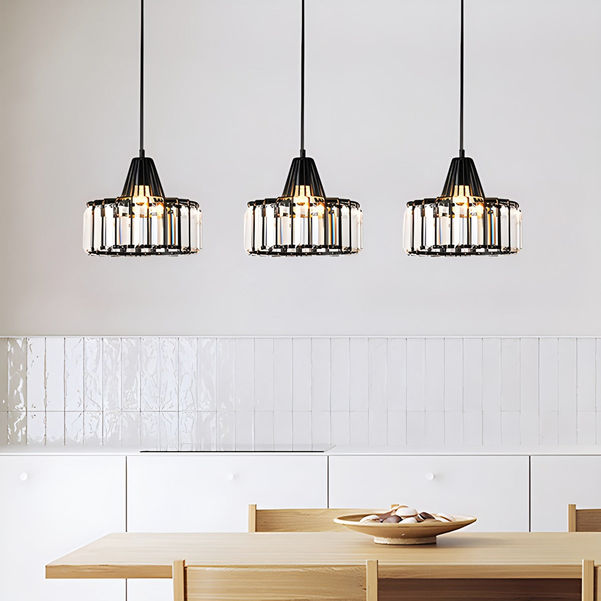 flairel Modern Iron Art Glass Pendant Lamp for Kitchen