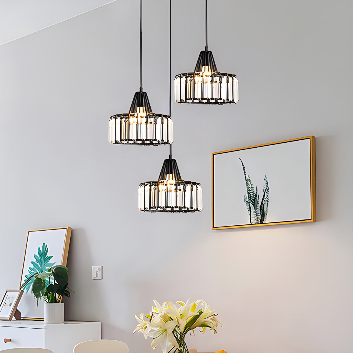 flairel Modern Iron Art Glass Pendant Lamp for Kitchen